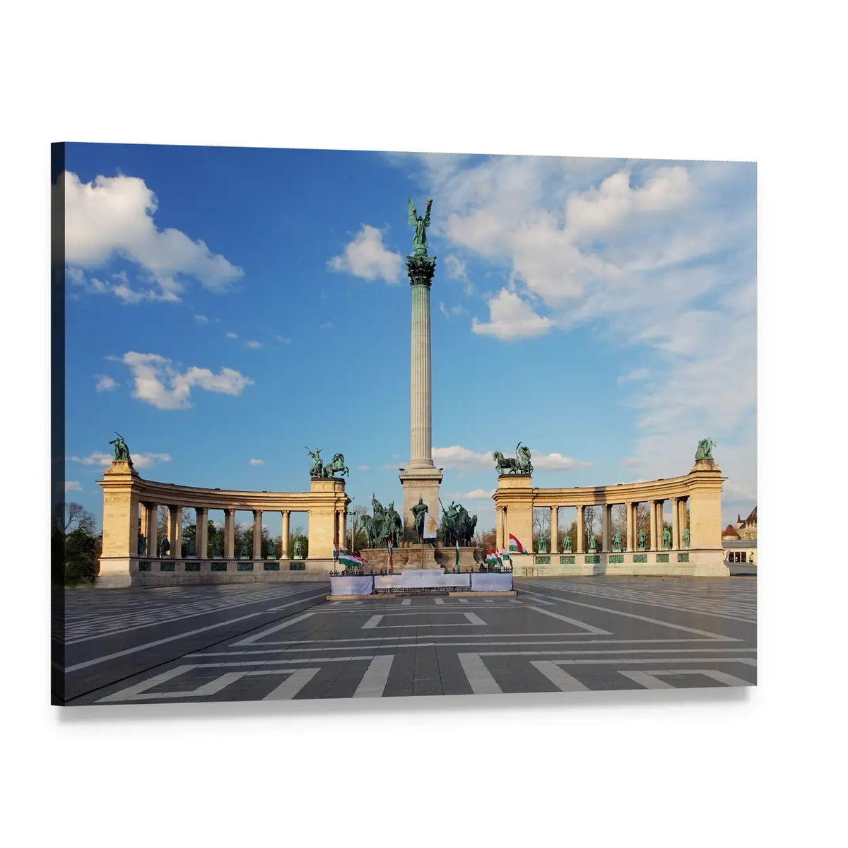 Heroes' Square in Budapest Canvas Wall Art, single panel gallery wrapped canvas, angled product view