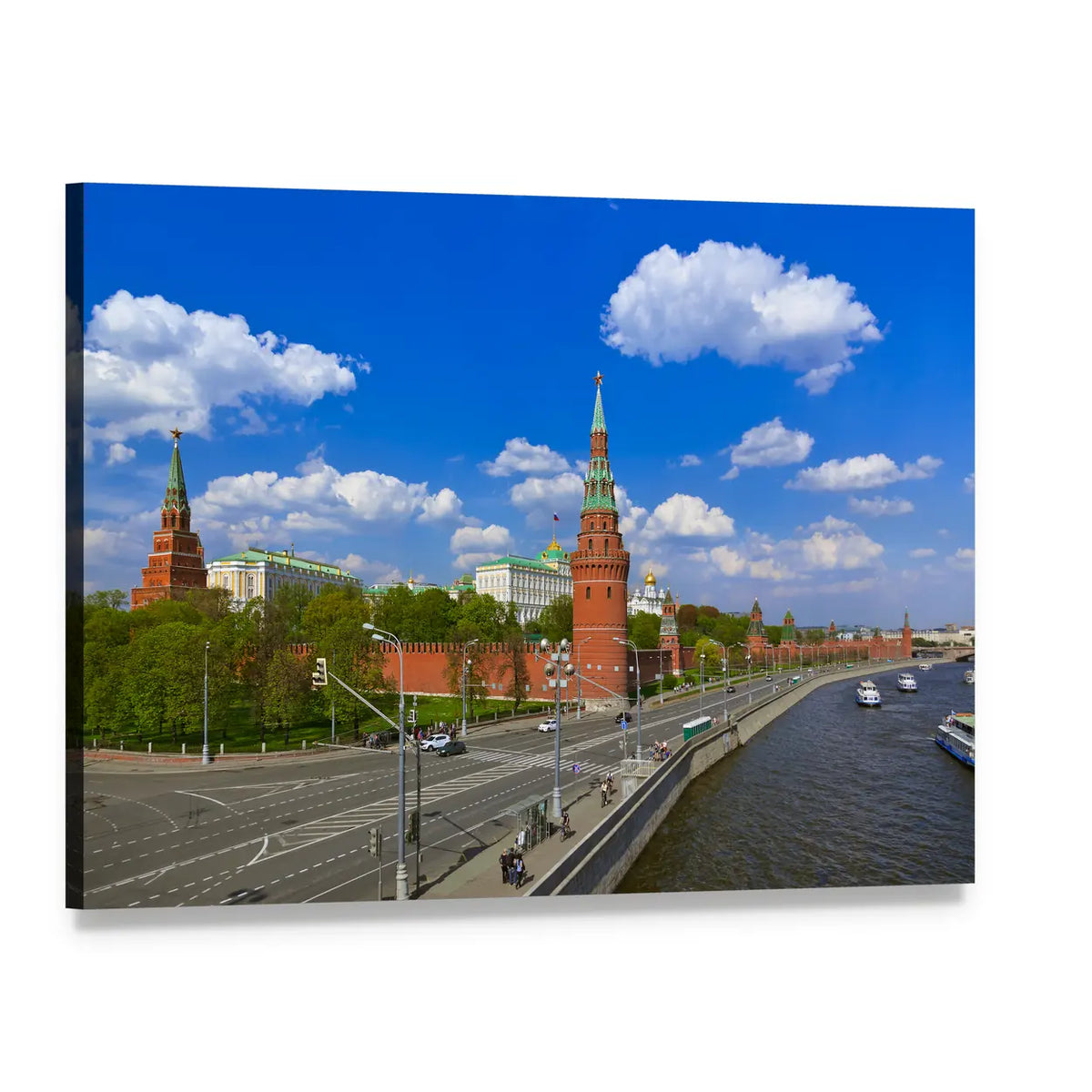 Moscow Kremlin Along Moskva River Canvas Wall Art, single panel gallery wrapped canvas, angled product view