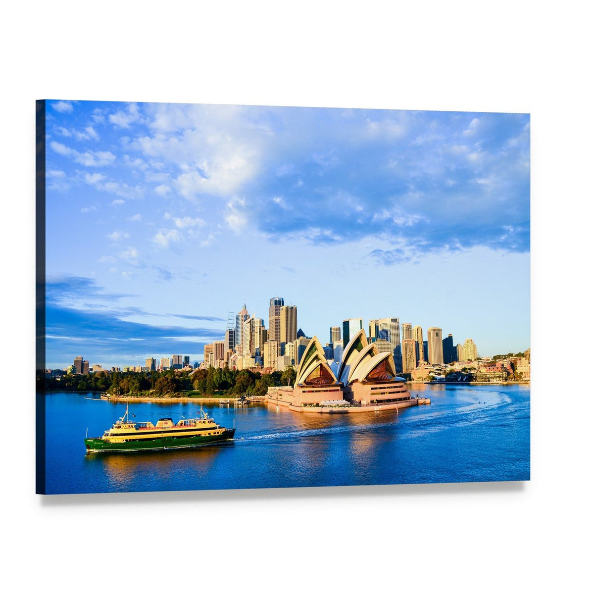 Sydney Opera House Harbor Scene Canvas Wall Art, single panel gallery wrapped canvas, angled product view