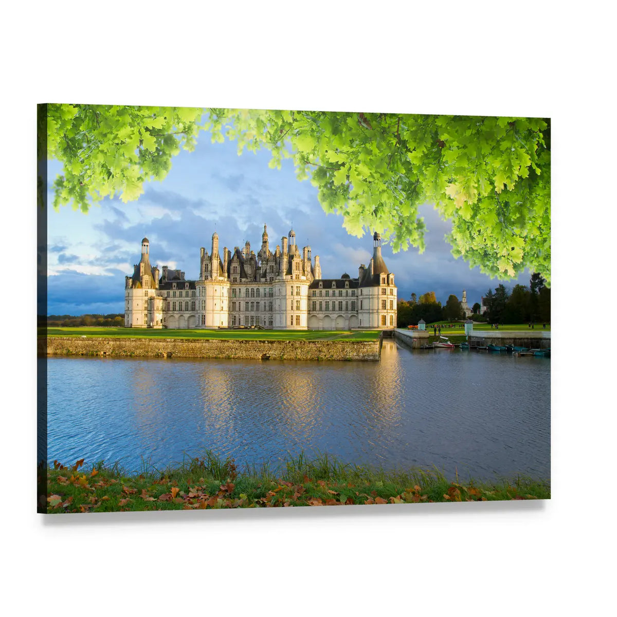 Château De Chambord at Golden Hour Canvas Wall Art, single panel gallery wrapped canvas, angled product view