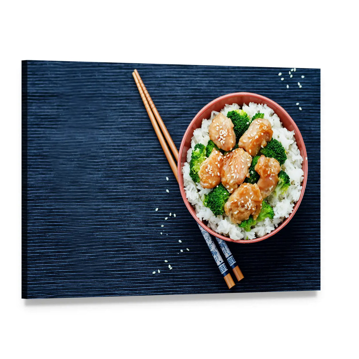 Teriyaki Chicken and Rice Bowl Canvas Wall Art, single panel gallery wrapped canvas, angled product view
