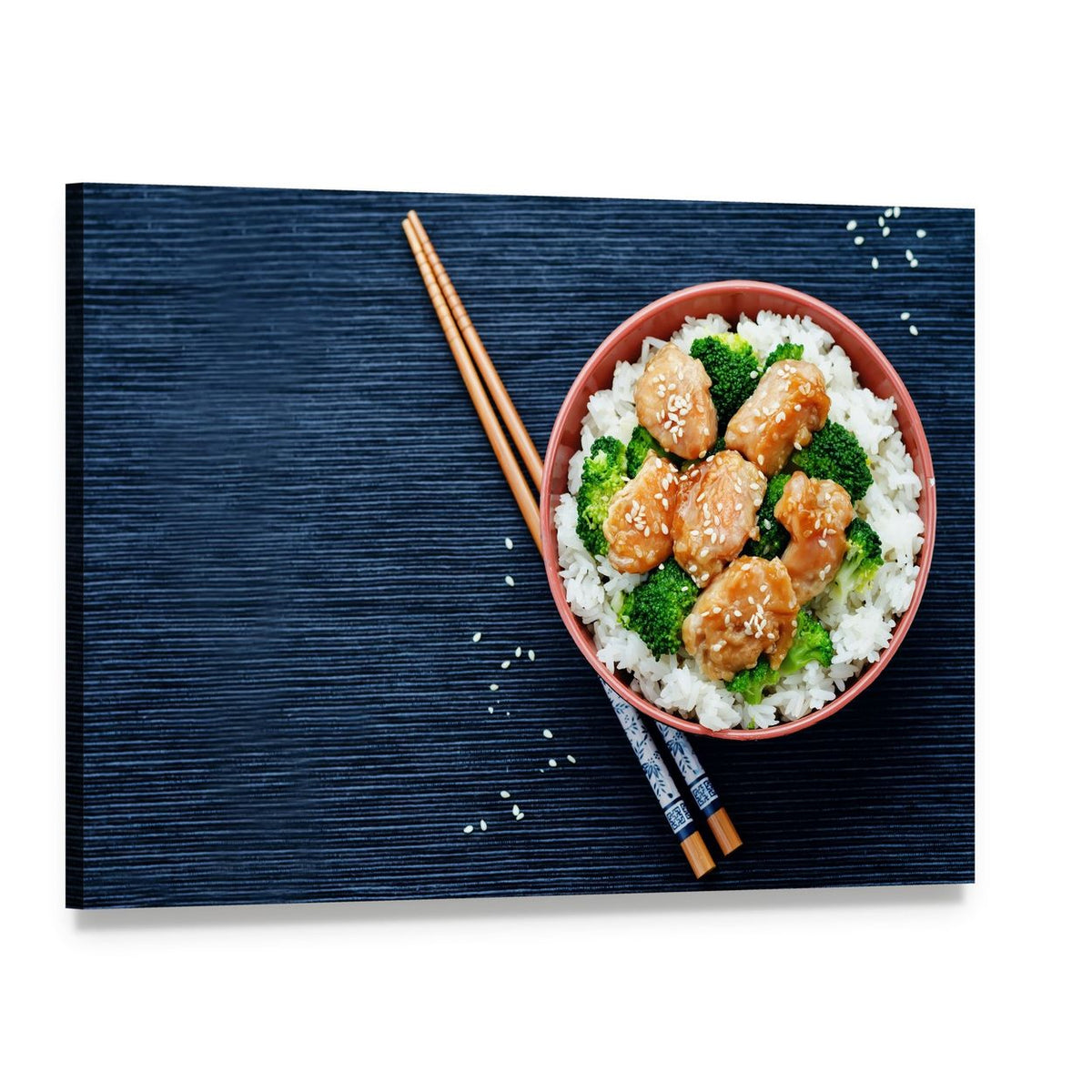 Teriyaki Chicken with Rice Canvas Wall Art, single panel gallery wrapped canvas, angled product view