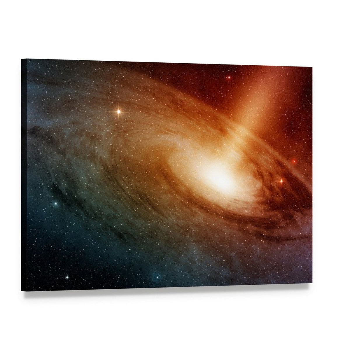 Spiral Galaxy System Glowing Into Deep Space Canvas Wall Art, single panel gallery wrapped canvas, angled product view