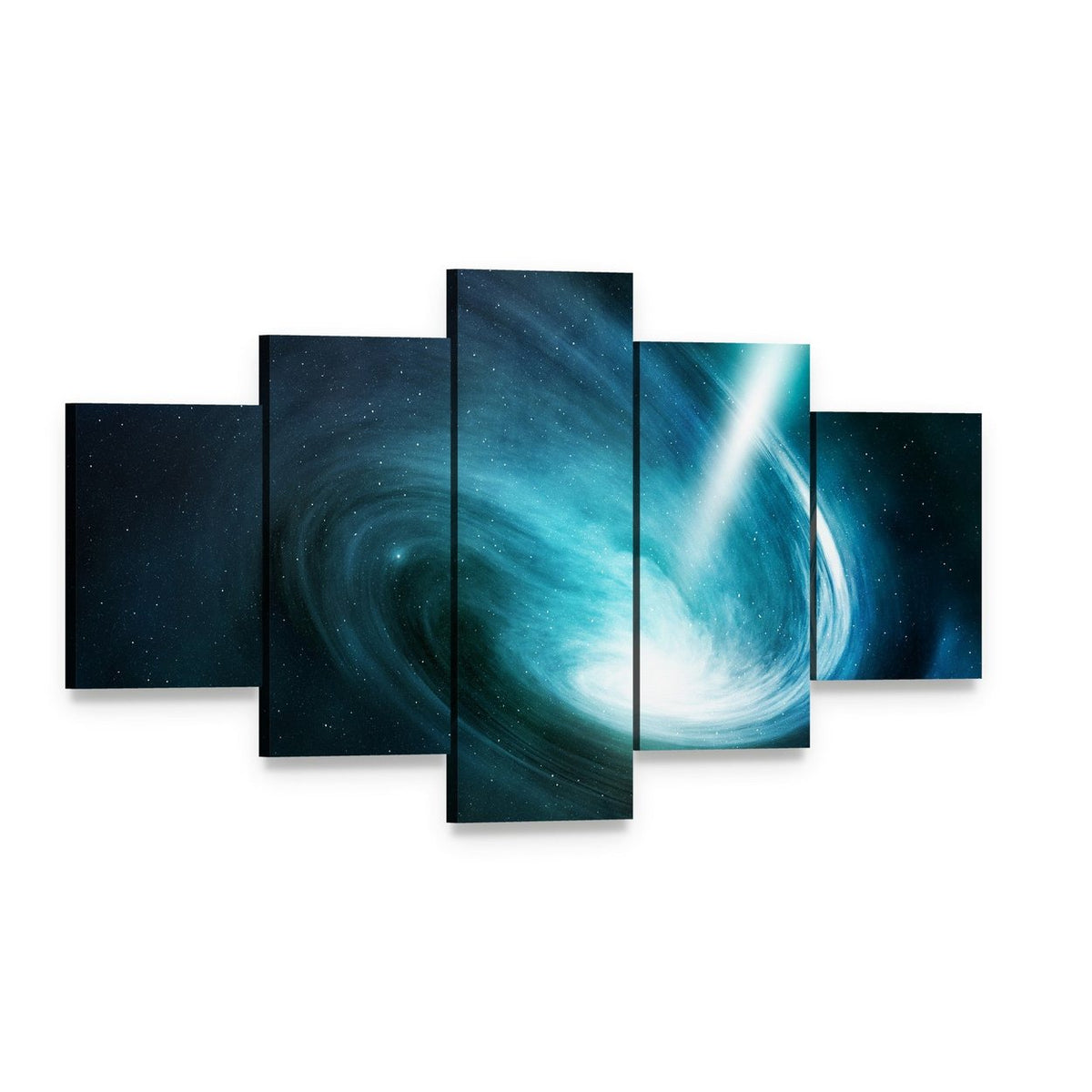 Spiral Nebula and Light Ray Canvas Wall Art, 5 panel 5 Star layout gallery wrapped canvas set, angled product view