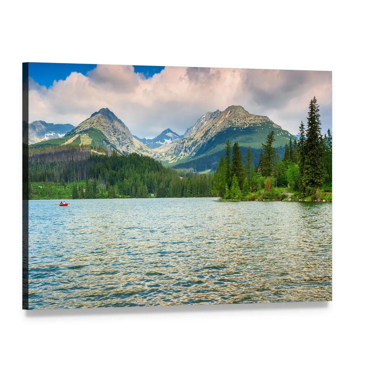 Lake in High Tatras Canvas Wall Art, single panel gallery wrapped canvas, angled product view