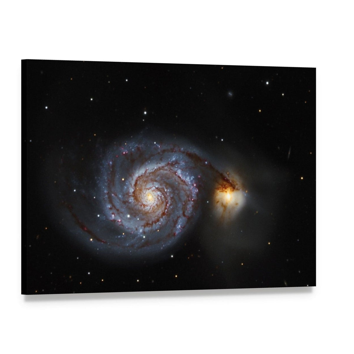 The Whirlpool Galaxy Canvas Wall Art, single panel gallery wrapped canvas, angled product view