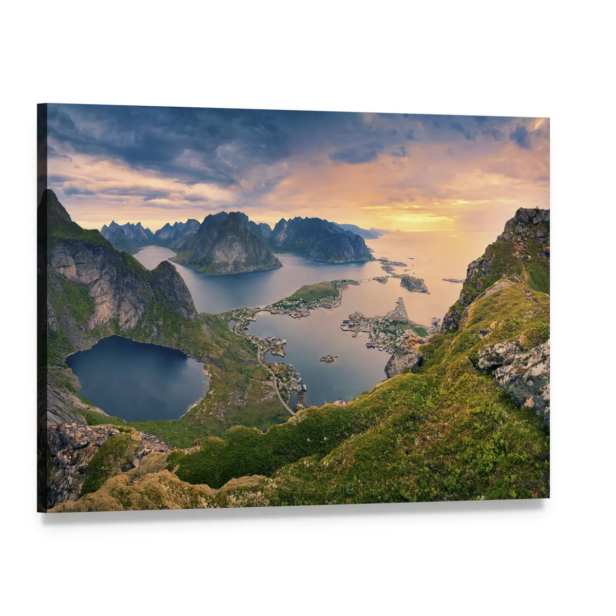 Reinebringen View, Lofoten Islands Canvas Wall Art, single panel gallery wrapped canvas, angled product view