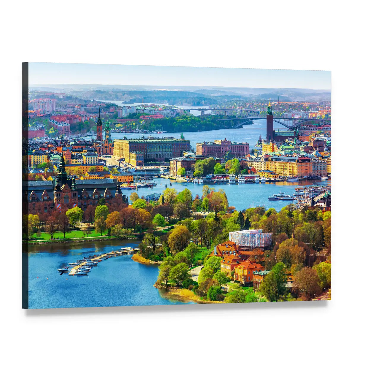 Old Town Gamla Stan In Stockholm Canvas Wall Art, single panel gallery wrapped canvas, angled product view