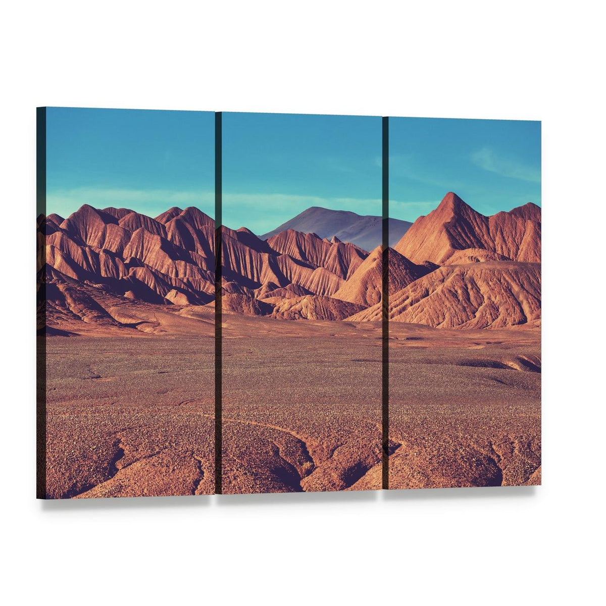 La Puna Mountain Plateau Canvas Wall Art, 3 panel 3 Horizontal layout gallery wrapped canvas set, angled product view