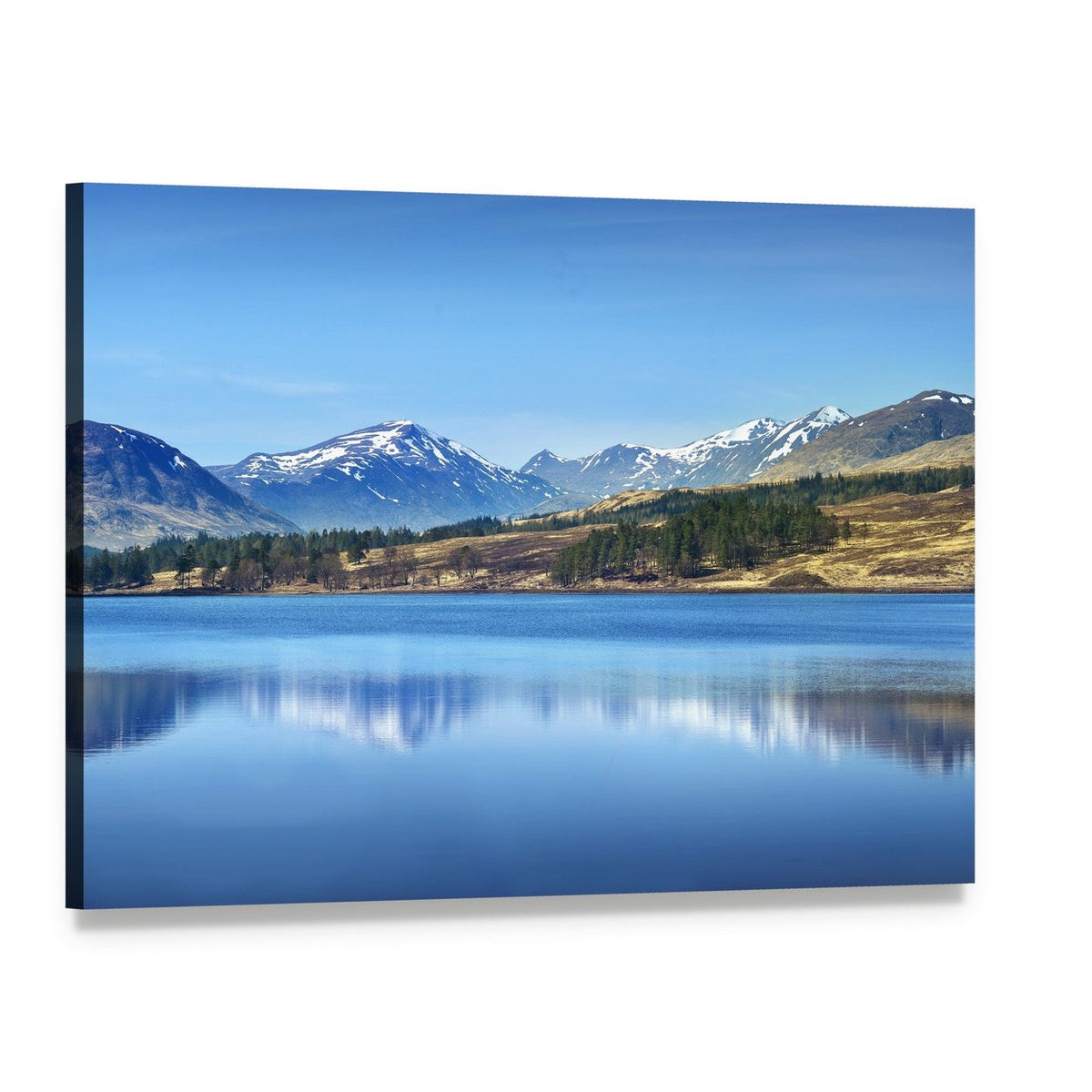 Lake Reflection in the Scottish Highlands Canvas Wall Art, single panel gallery wrapped canvas, angled product view