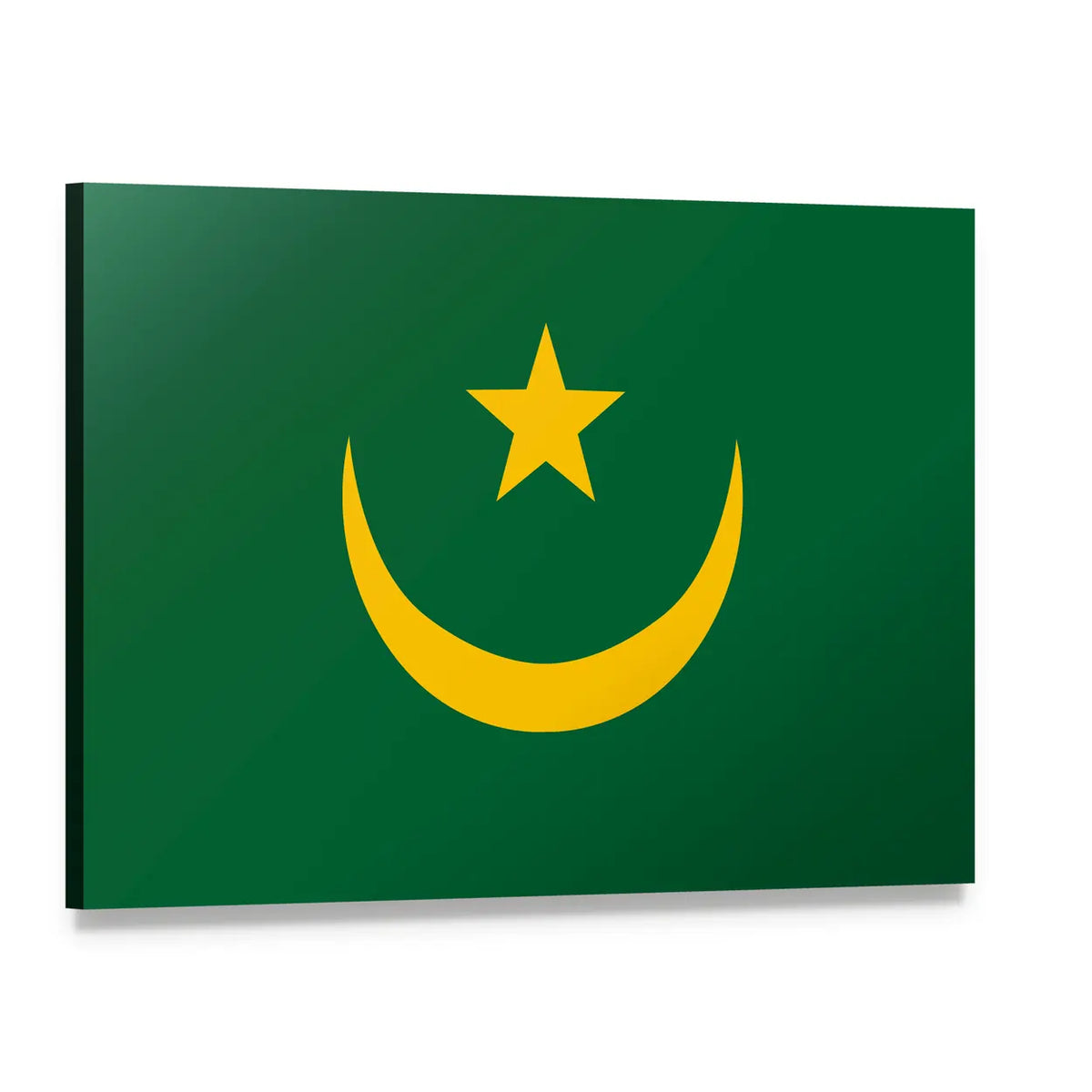 Reflected Flag of Mauritania Canvas Wall Art, single panel gallery wrapped canvas, angled product view