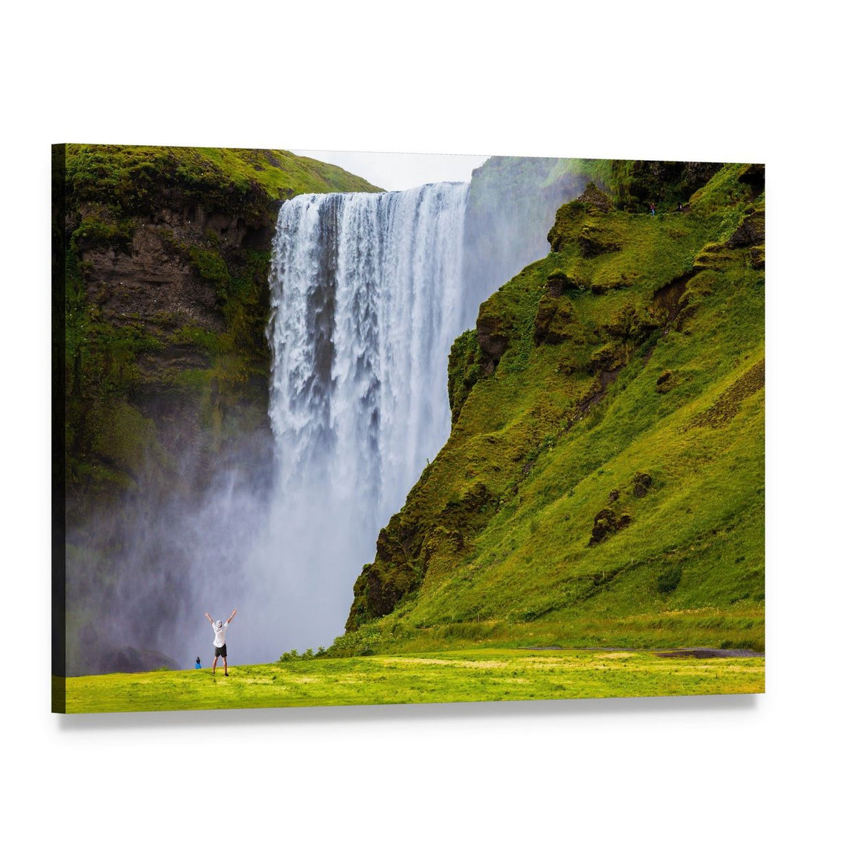 Grand Waterfall Iceland Canvas Wall Art, single panel gallery wrapped canvas, angled product view