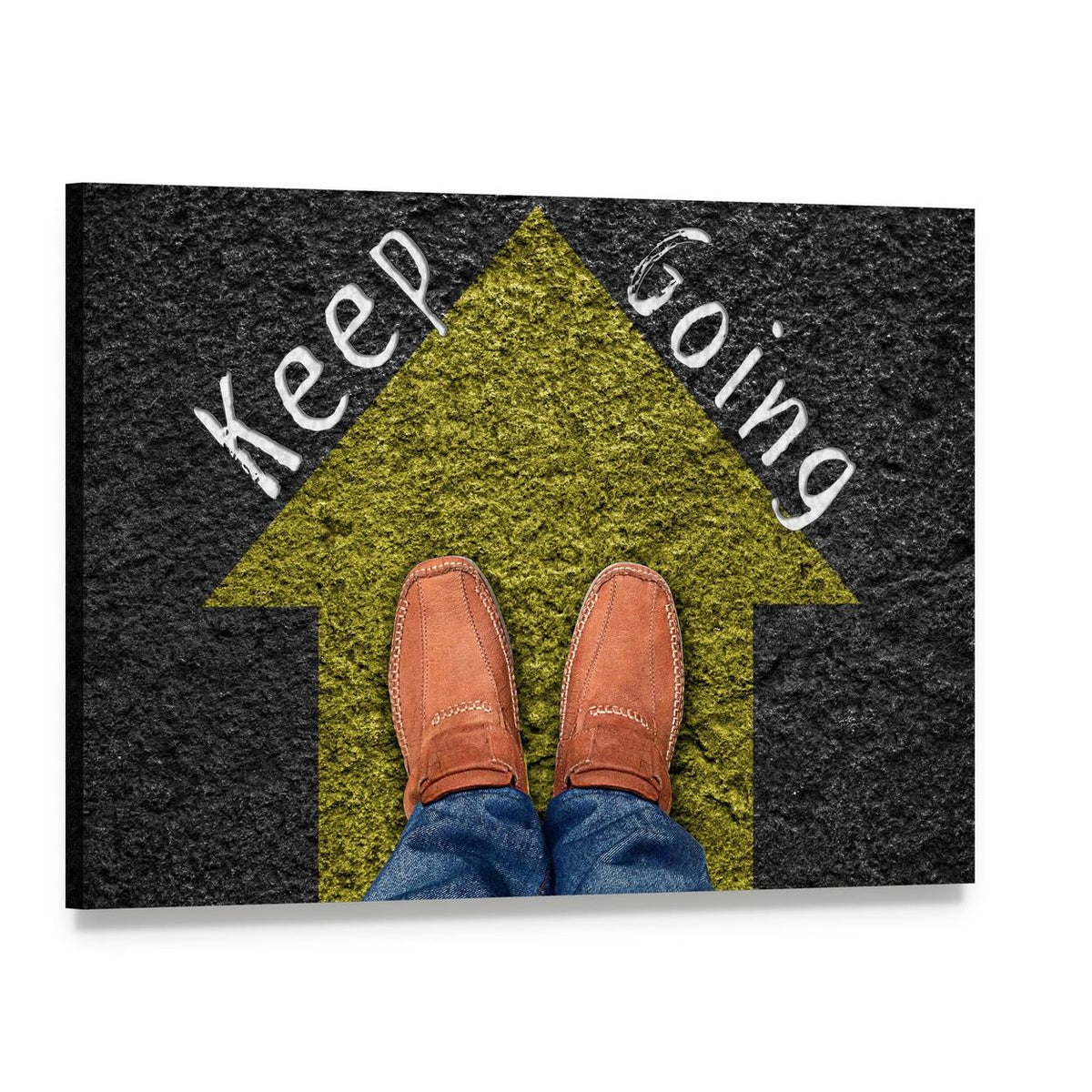 Keep Going Inspirational Quote Canvas Wall Art, single panel gallery wrapped canvas, angled product view