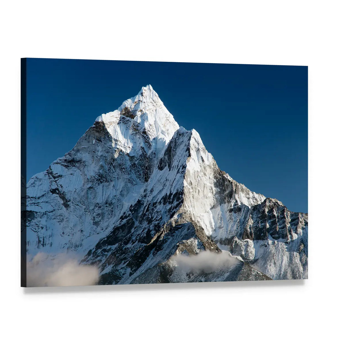 Mount Ama Dablam Snowy Peak Canvas Wall Art, single panel gallery wrapped canvas, angled product view