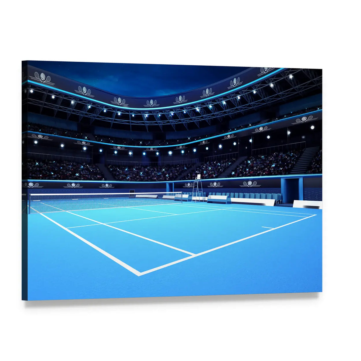 Tennis Court Under Stadium Lights Canvas Wall Art, single panel gallery wrapped canvas, angled product view