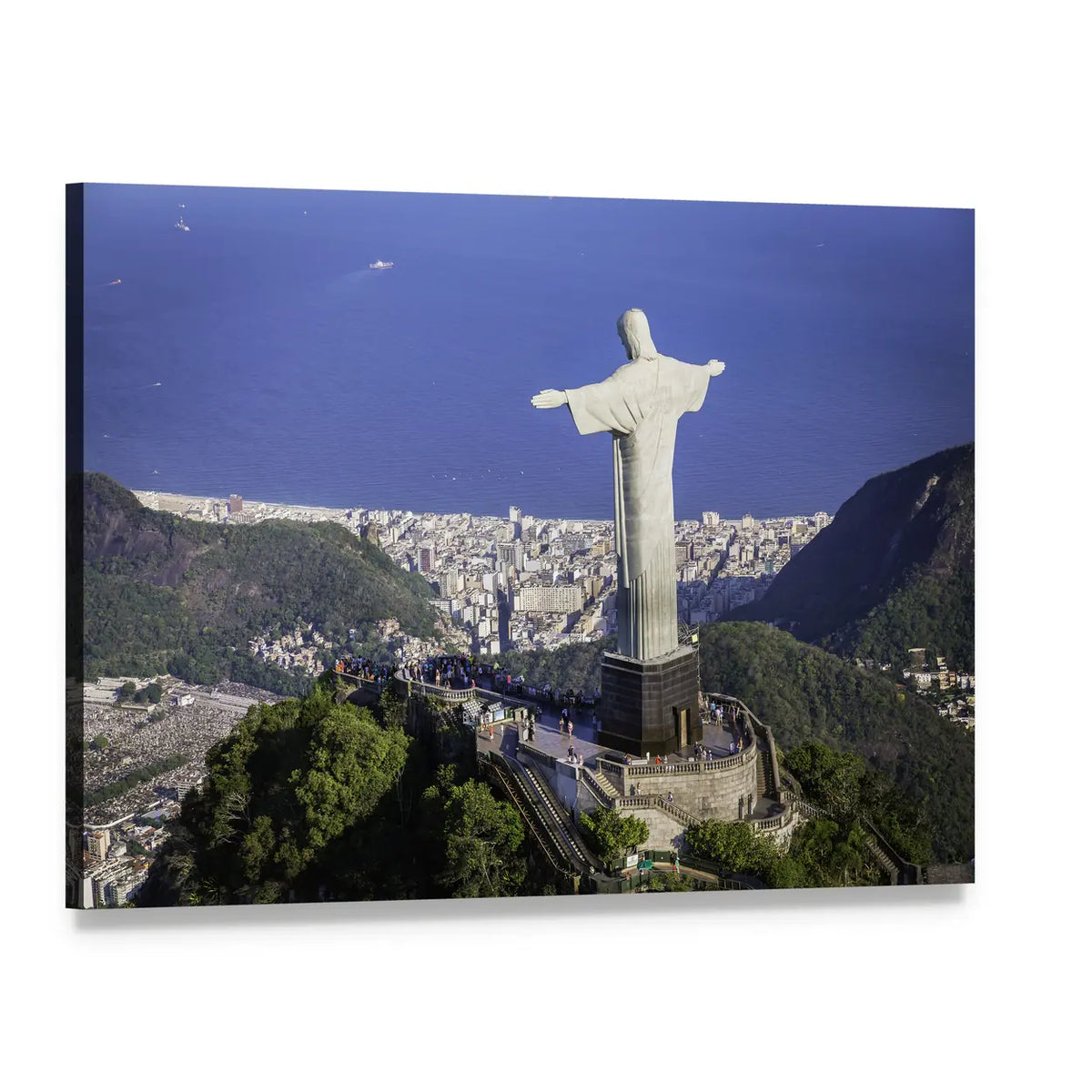 Christ the Redeemer Over Guanabara Bay Canvas Wall Art, single panel gallery wrapped canvas, angled product view