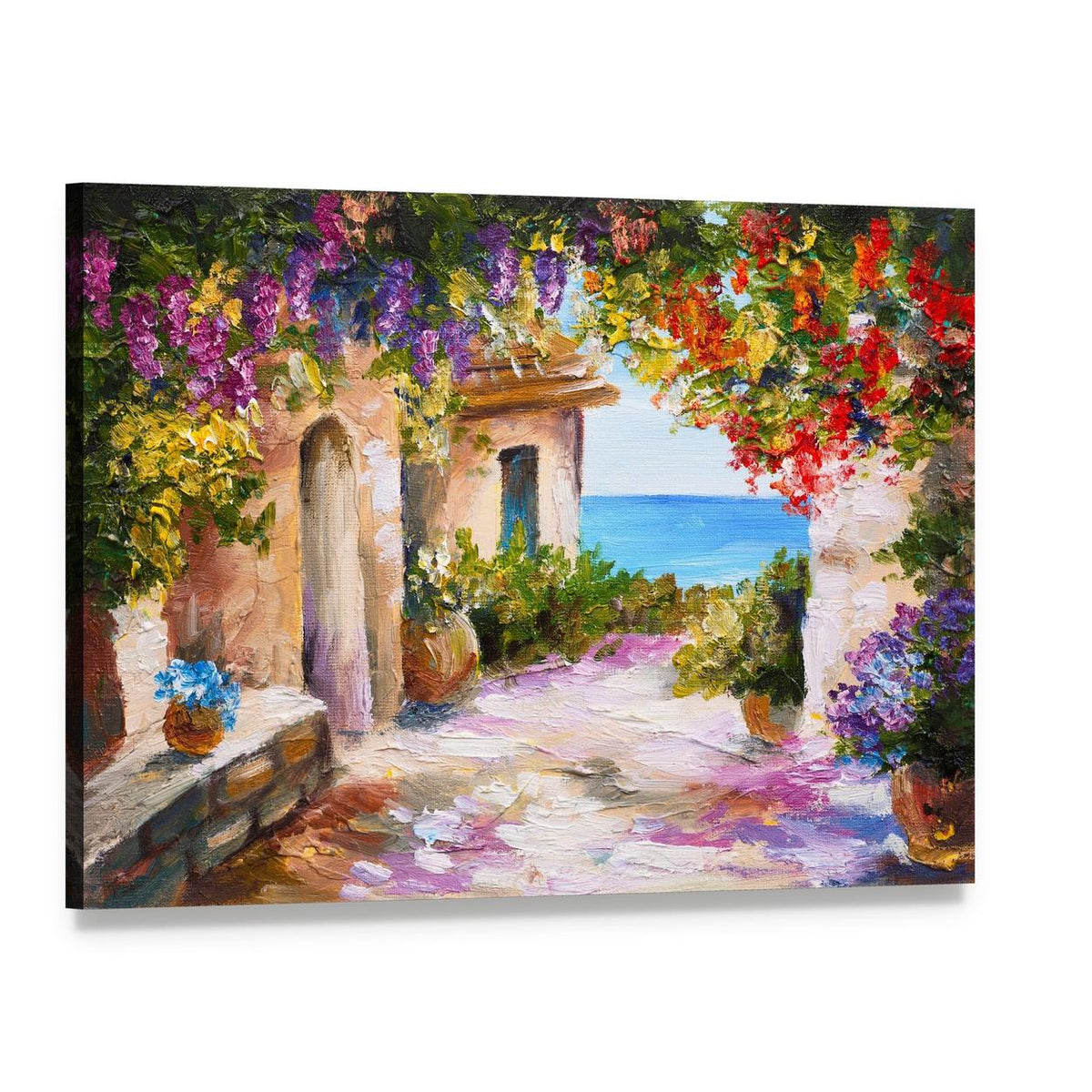 House Near Sea Canvas Wall Art, single panel gallery wrapped canvas, angled product view