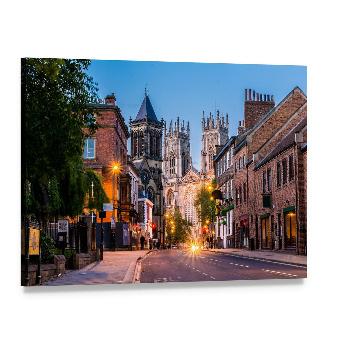 Twilight Cityscape of York Canvas Wall Art, single panel gallery wrapped canvas, angled product view
