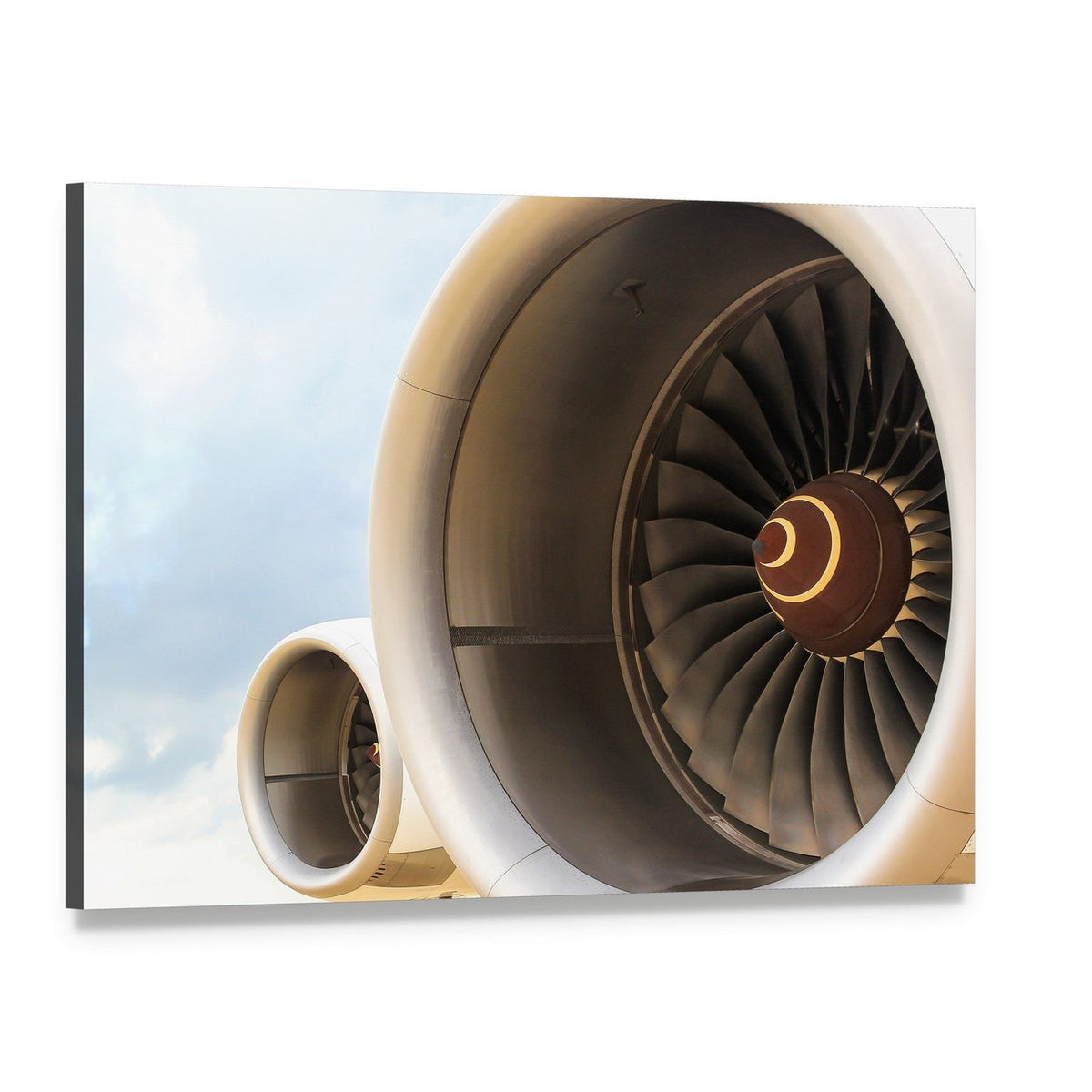 Airplane Engine Jet Canvas Wall Art, single panel gallery wrapped canvas, angled product view