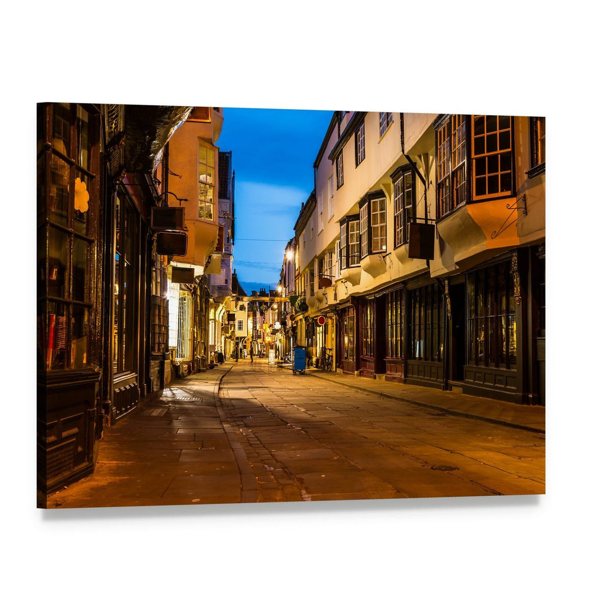 Evening Street View in York Canvas Wall Art, single panel gallery wrapped canvas, angled product view