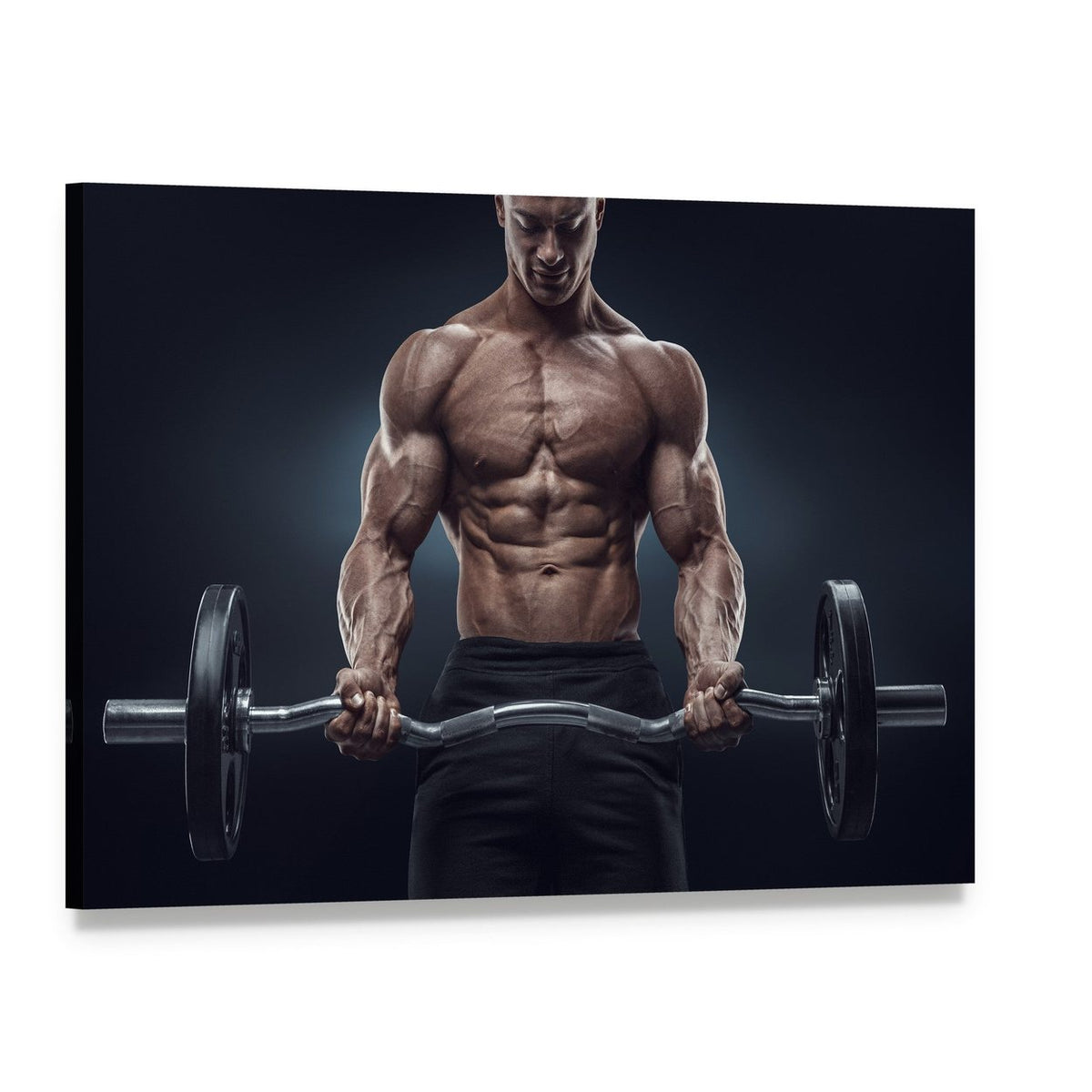 Bodybuilder Deadlifting in Intense Workout Canvas Wall Art, single panel gallery wrapped canvas, angled product view