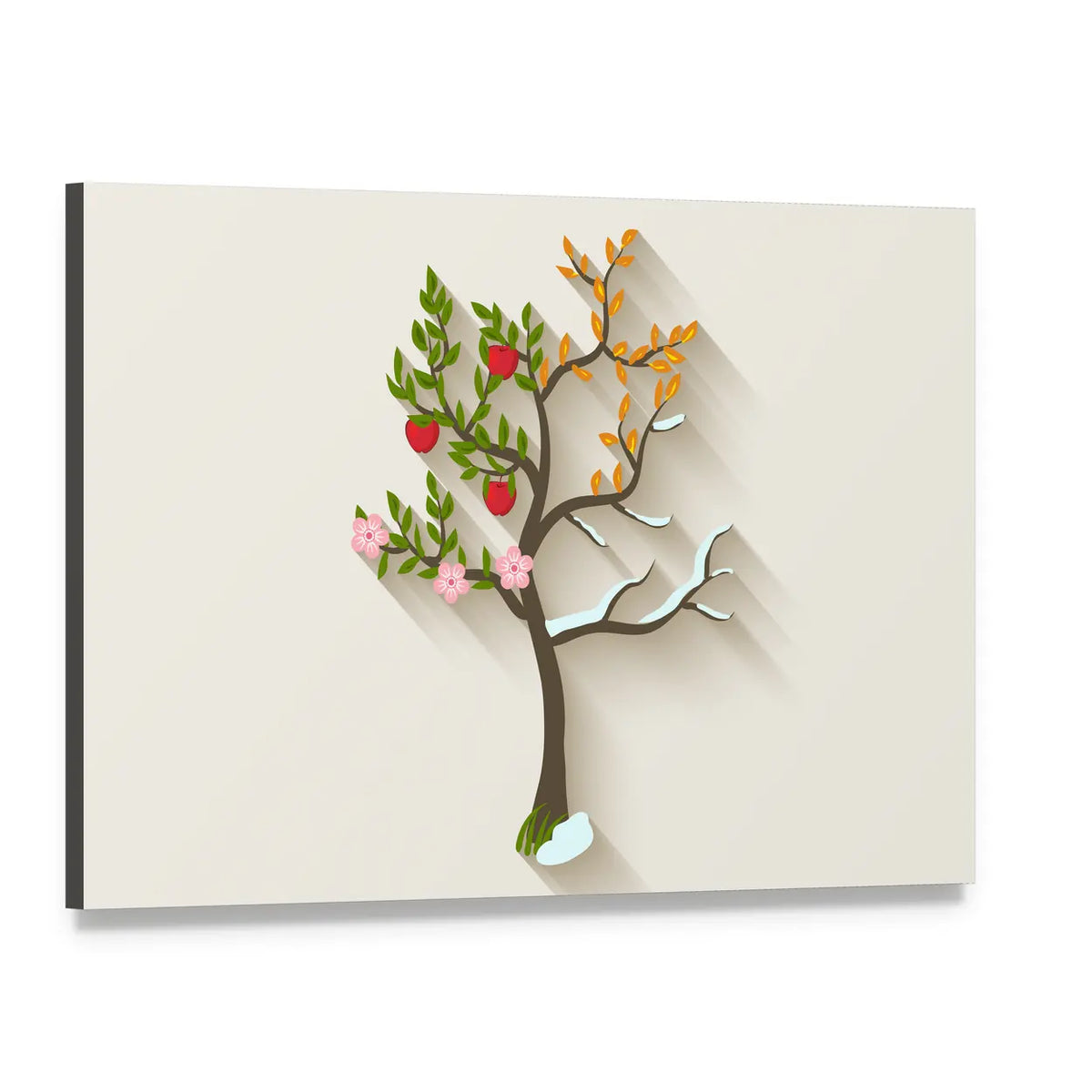 Four Seasons Tree Canvas Wall Art, single panel gallery wrapped canvas, angled product view