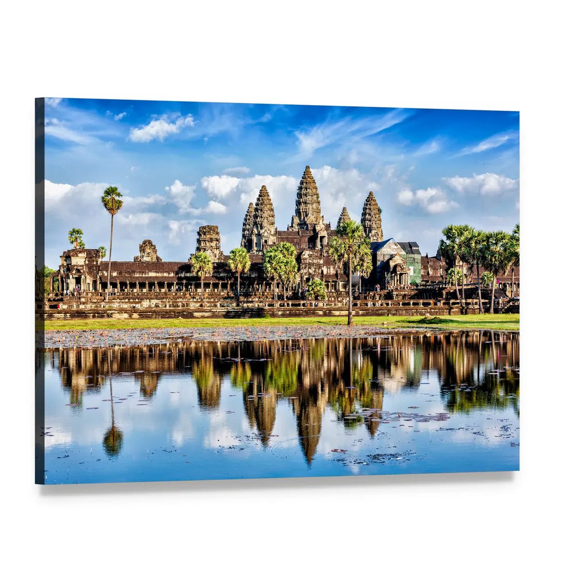 Angkor Wat Temple Canvas Wall Art, single panel gallery wrapped canvas, angled product view
