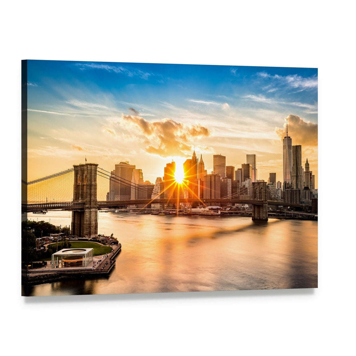 Brooklyn Bridge Skyline Canvas Wall Art, single panel gallery wrapped canvas, angled product view