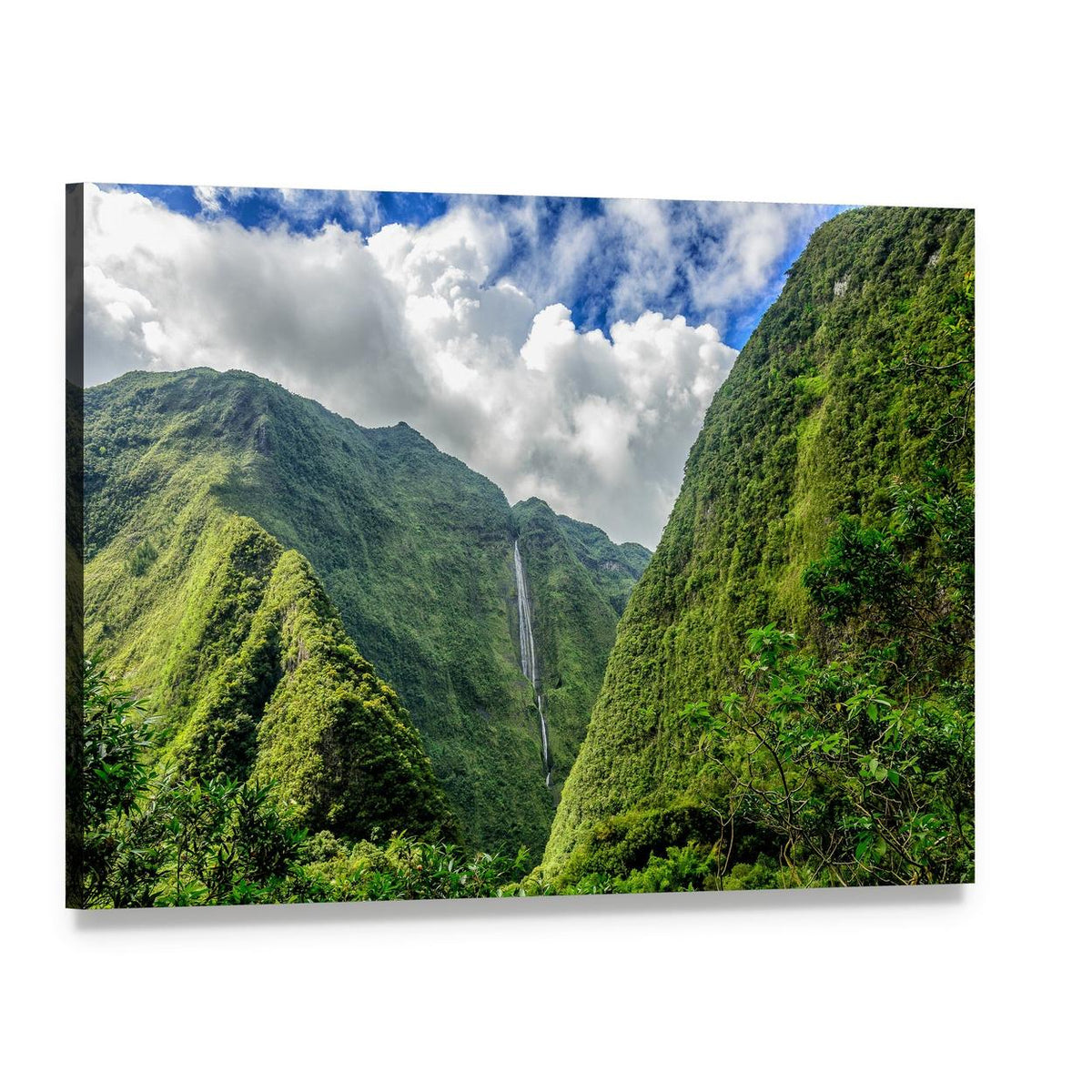 Cascade Blanche Waterfall Canvas Wall Art, single panel gallery wrapped canvas, angled product view