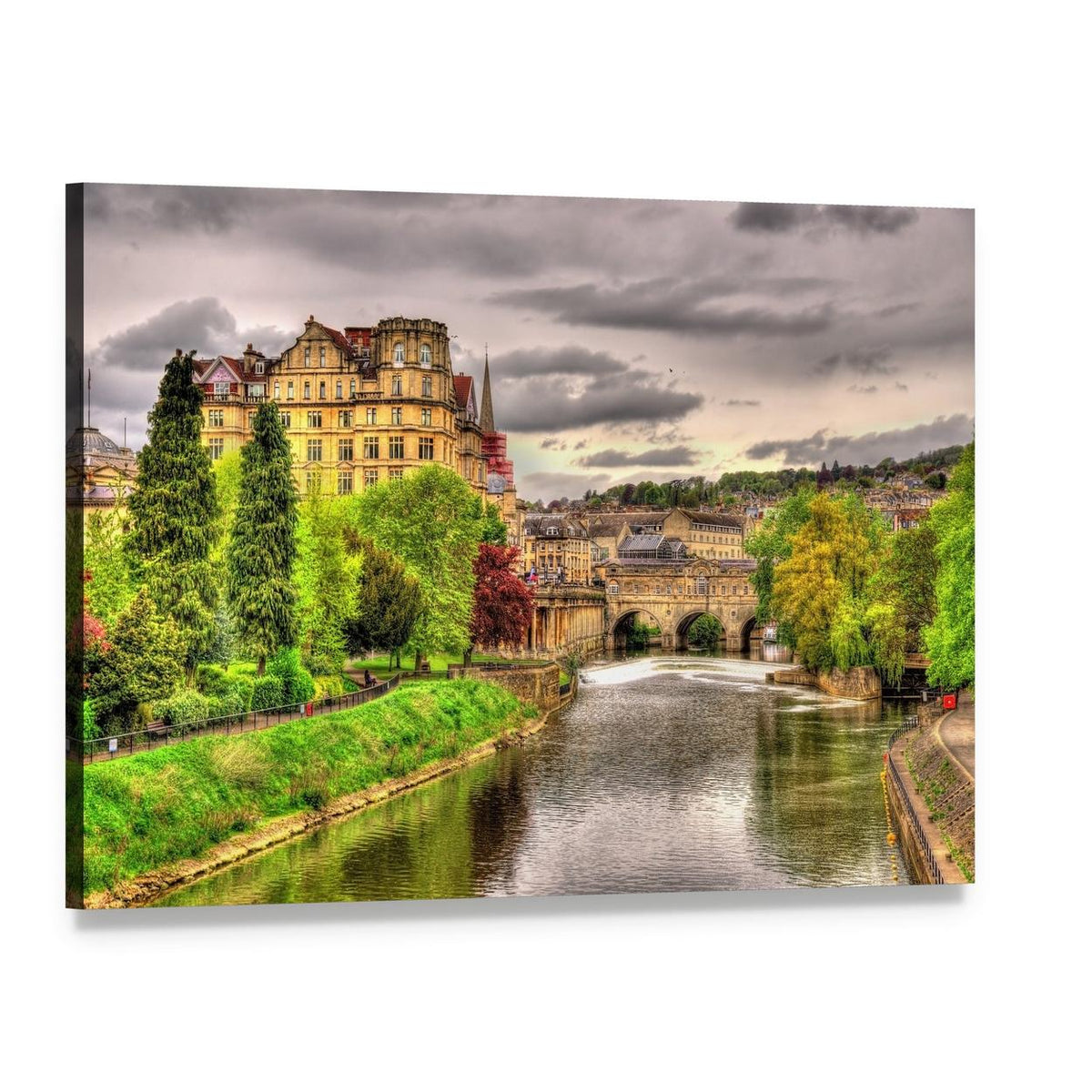 River View of Bath Town in Daylight Canvas Wall Art, single panel gallery wrapped canvas, angled product view