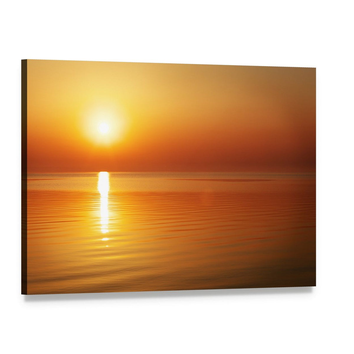 Sunrise Over the Sea Canvas Wall Art, single panel gallery wrapped canvas, angled product view