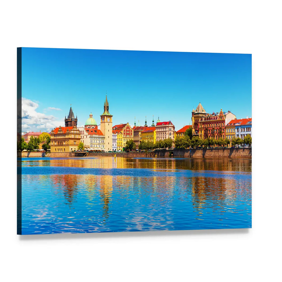 Prague Old Town Summer View Canvas Wall Art, single panel gallery wrapped canvas, angled product view