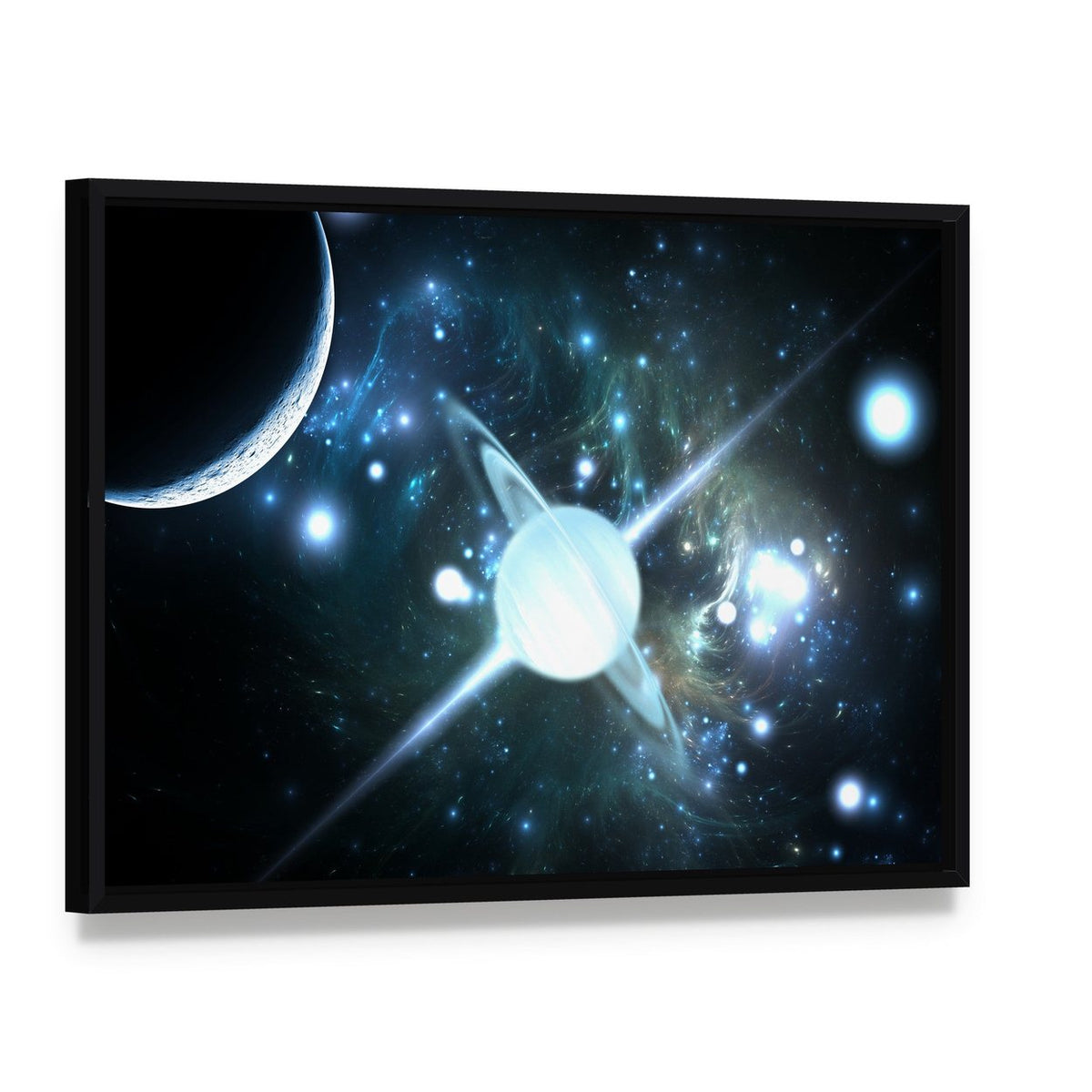 Rotating Neutron Star Canvas Wall Art, framed canvas in a black floater frame, angled product view