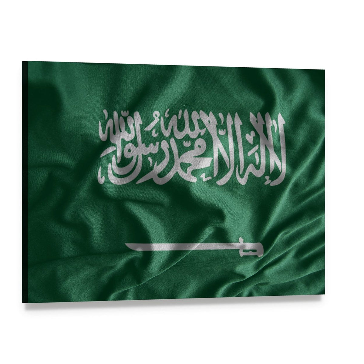 Saudi Arabian Flag Canvas Wall Art, single panel gallery wrapped canvas, angled product view