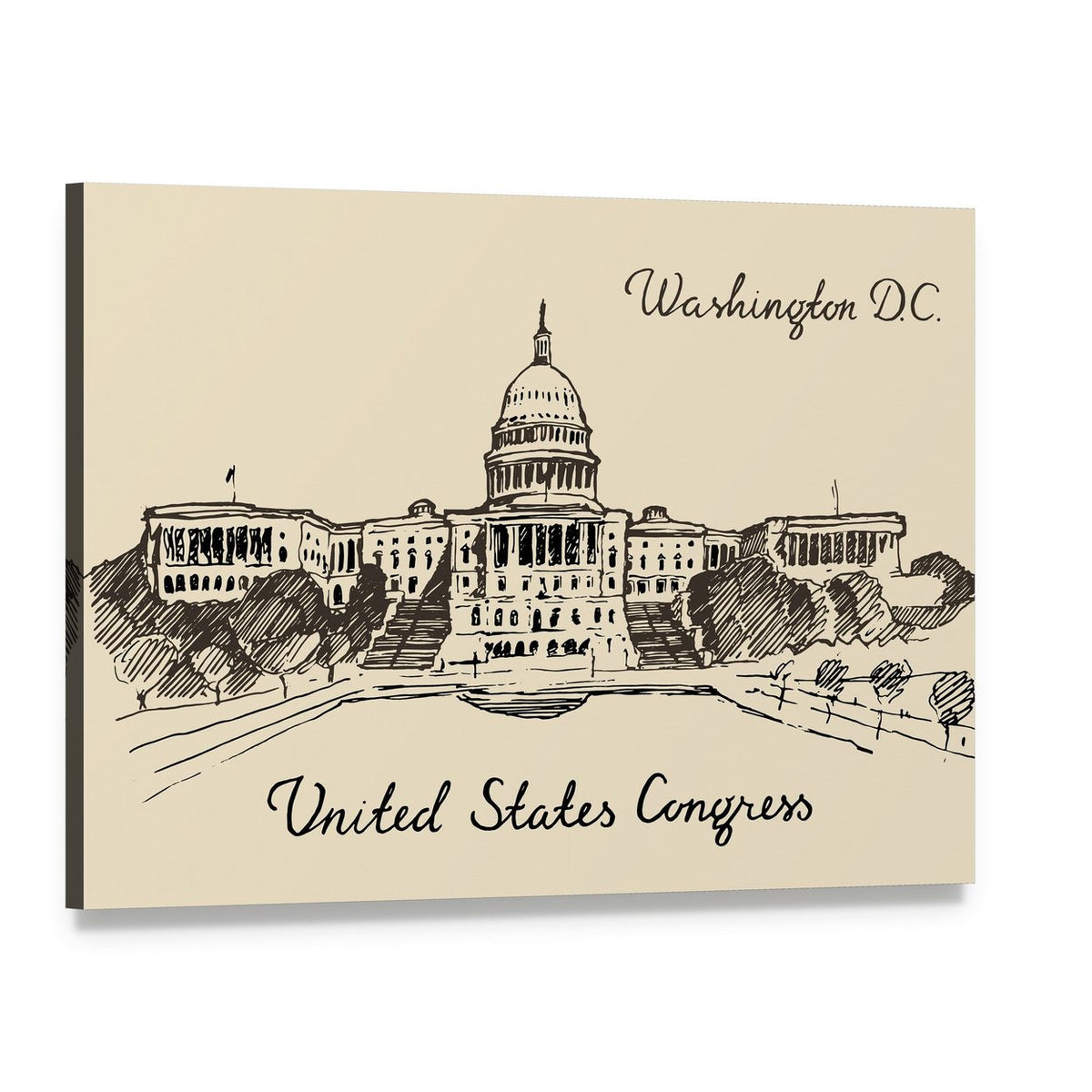 United States Capitol Building, Washington D.c. Canvas Wall Art, single panel gallery wrapped canvas, angled product view