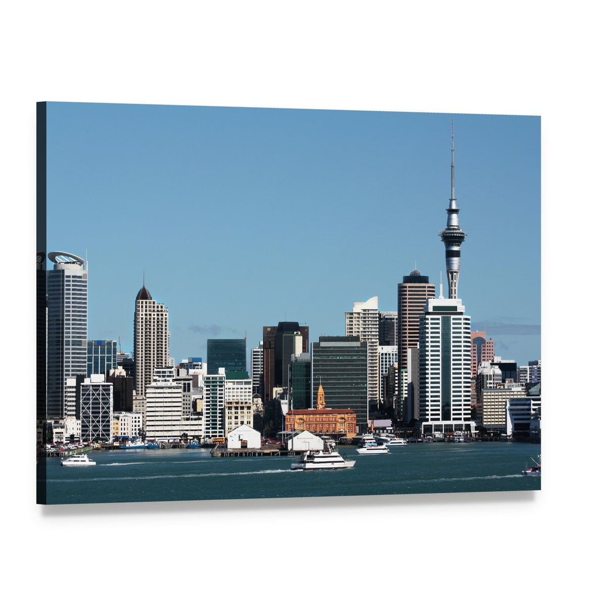 City Skyline with Sky Tower Canvas Wall Art, single panel gallery wrapped canvas, angled product view