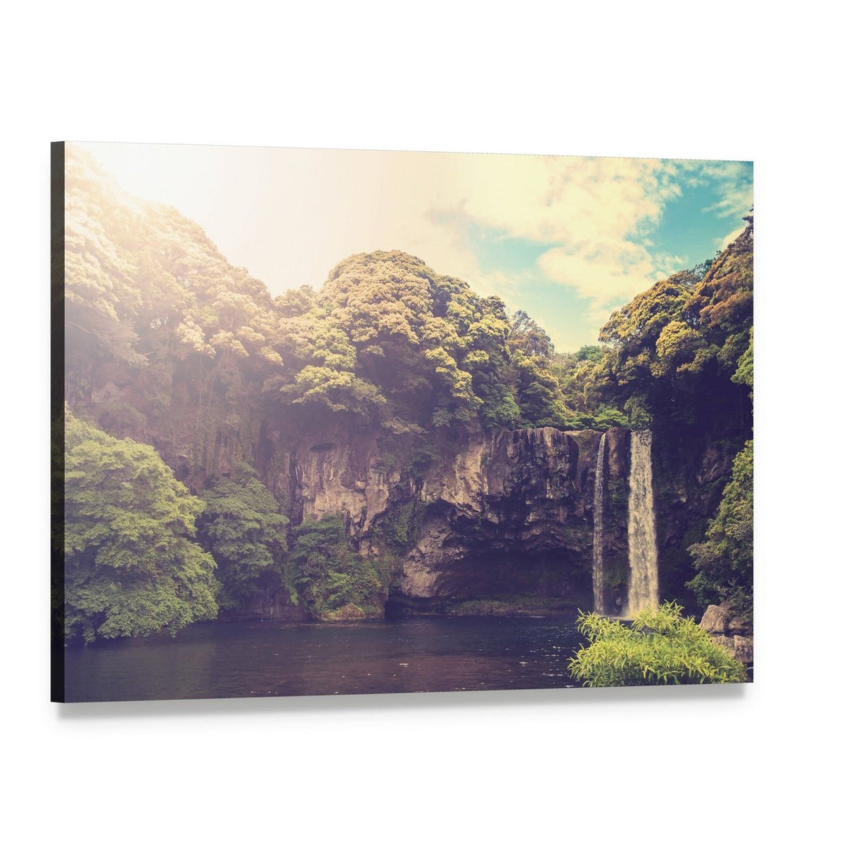 Cheonjiyeon Waterfall Canvas Wall Art, single panel gallery wrapped canvas, angled product view