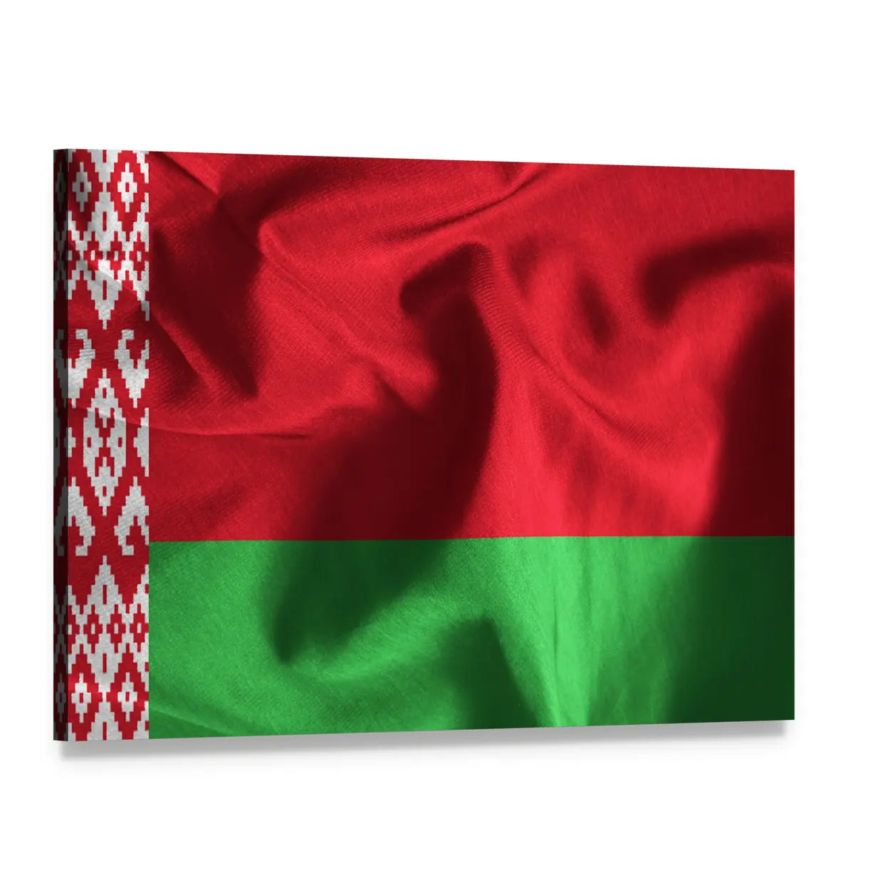 Waving Flag of Belarus Canvas Wall Art, single panel gallery wrapped canvas, angled product view