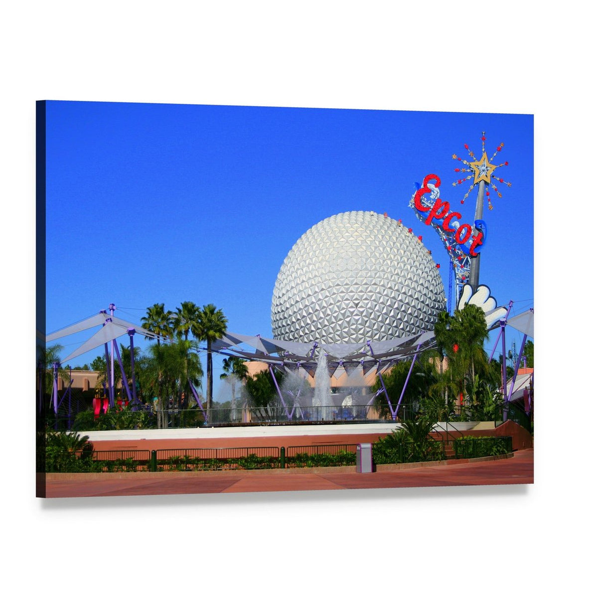 Spaceship Earth with Mickey Mouse Canvas Wall Art, single panel gallery wrapped canvas, angled product view
