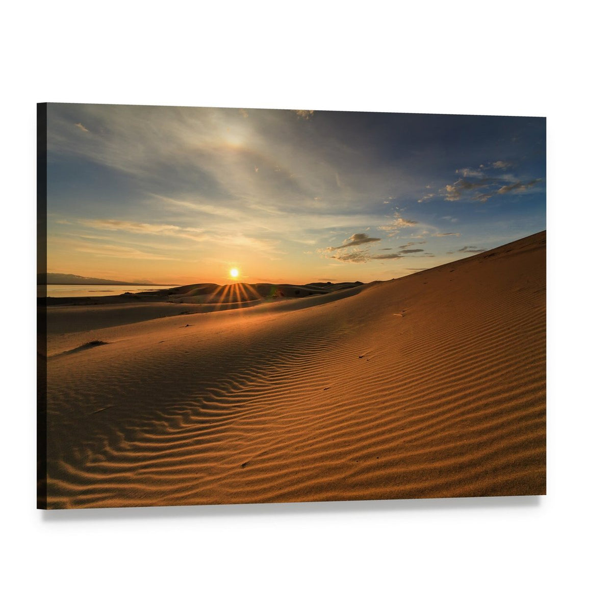 Gobi Desert Sunset in Mongolia Canvas Wall Art, single panel gallery wrapped canvas, angled product view