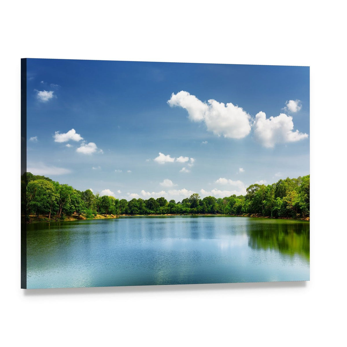 Lake Nestled Among Rain Forest in Cambodia Canvas Wall Art, single panel gallery wrapped canvas, angled product view