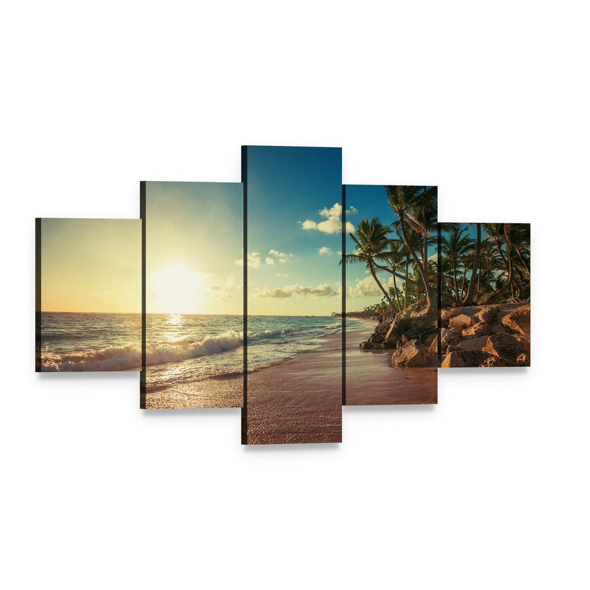 Landscape of Paradise Canvas Wall Art, 5 panel 5 Star layout gallery wrapped canvas set, angled product view