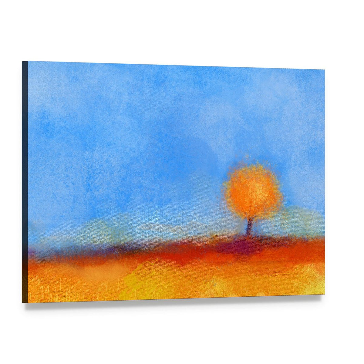 Autumn Tree and Field Oil Painting Canvas Wall Art, single panel gallery wrapped canvas, angled product view
