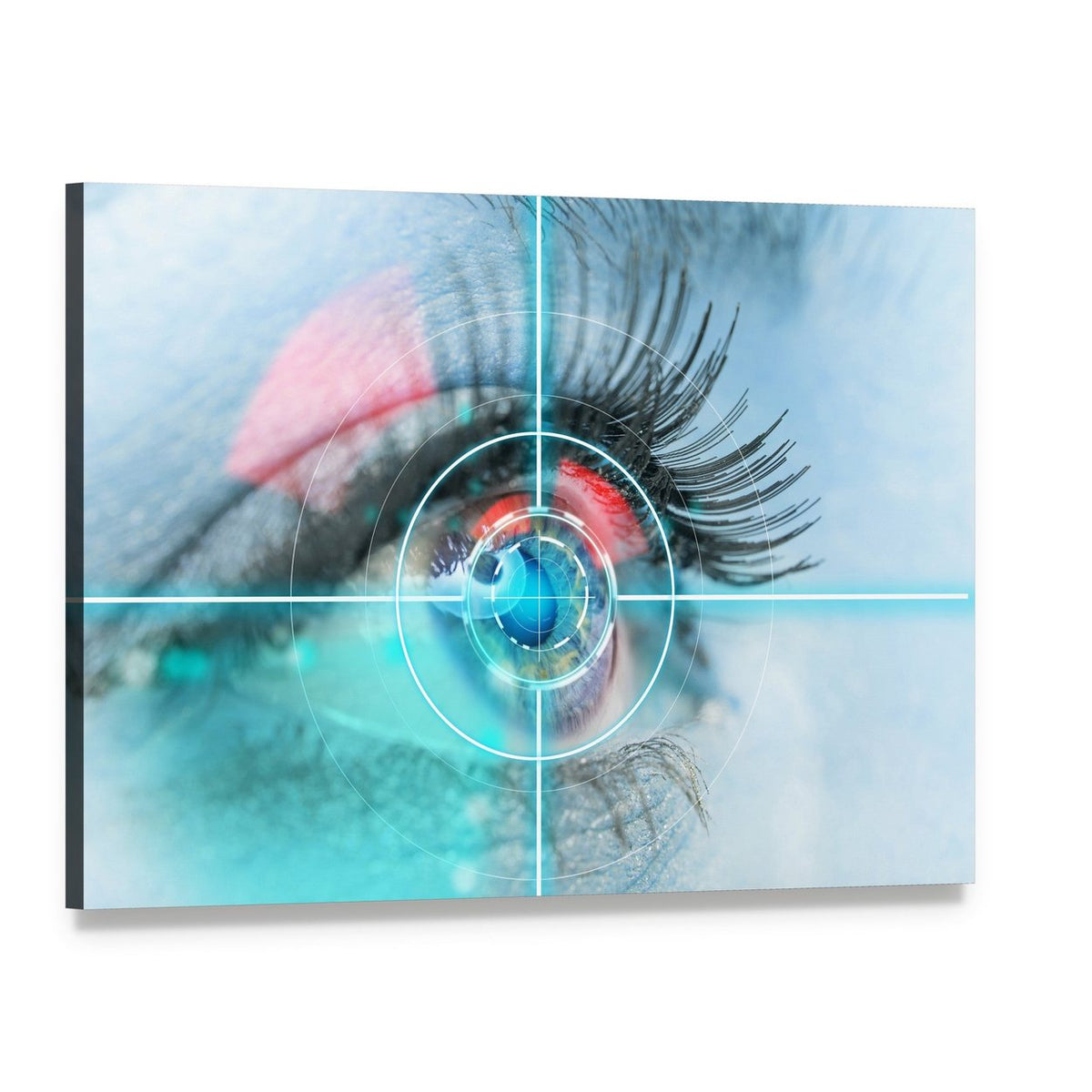 Woman's Eye Scan Interface Canvas Wall Art, single panel gallery wrapped canvas, angled product view