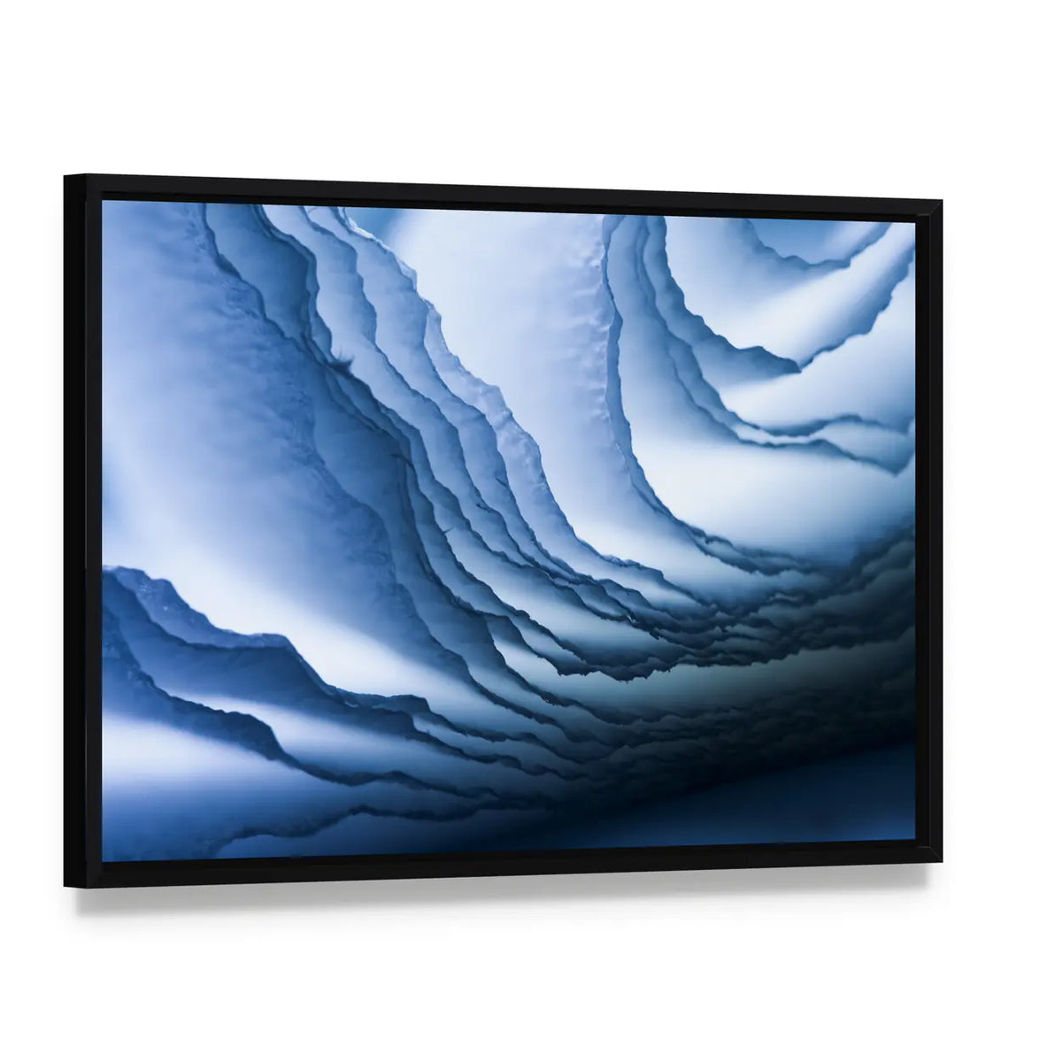 Deep Sea Wave Composition Canvas Wall Art, framed canvas in a black floater frame, angled product view