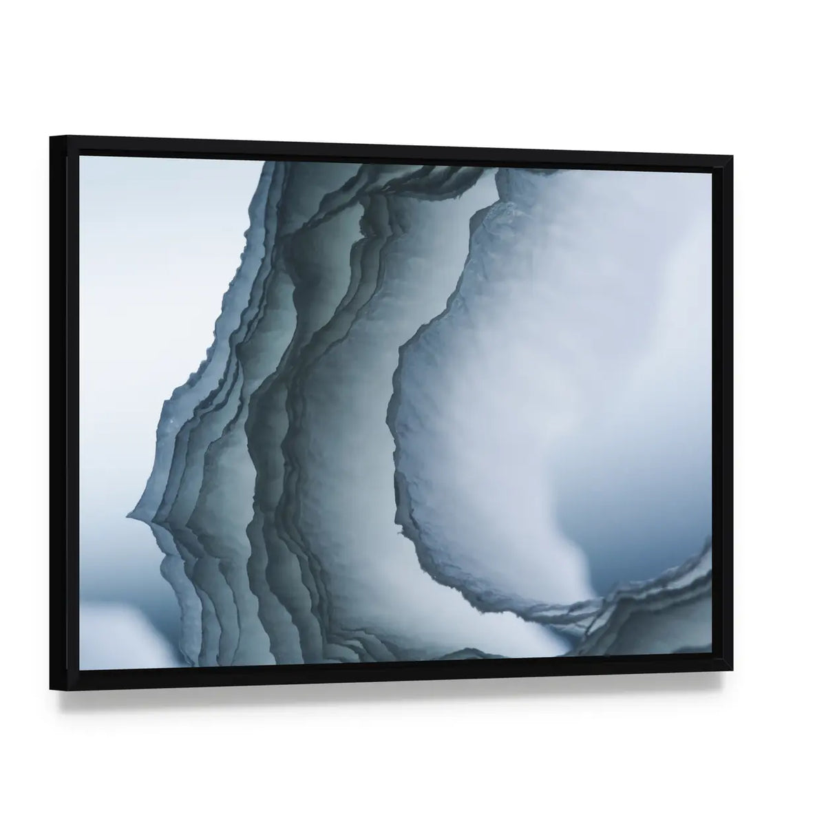 Sea Waves Composition Canvas Wall Art, framed canvas in a black floater frame, angled product view