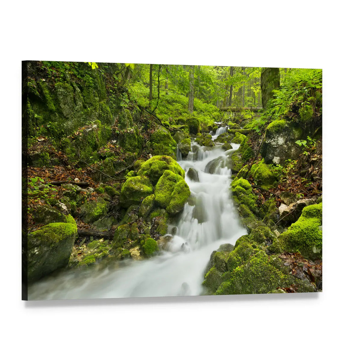 Waterfall in Slovakia Canvas Wall Art, single panel gallery wrapped canvas, angled product view