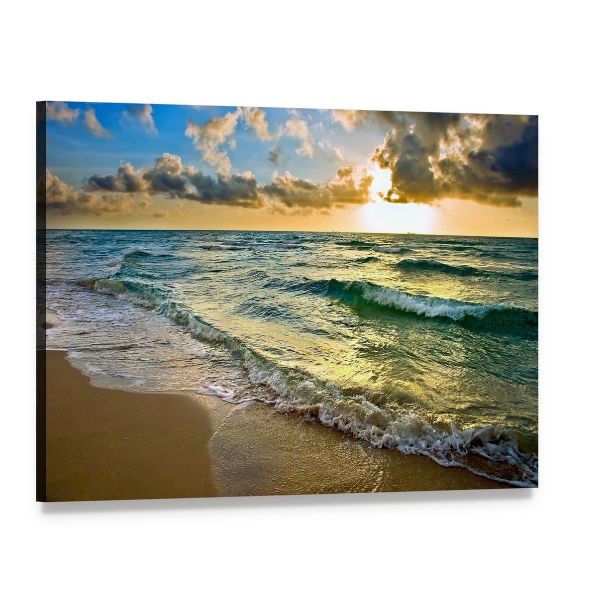 Sunrise at Atlantic Ocean Coast Near Florida Canvas Wall Art, single panel gallery wrapped canvas, angled product view