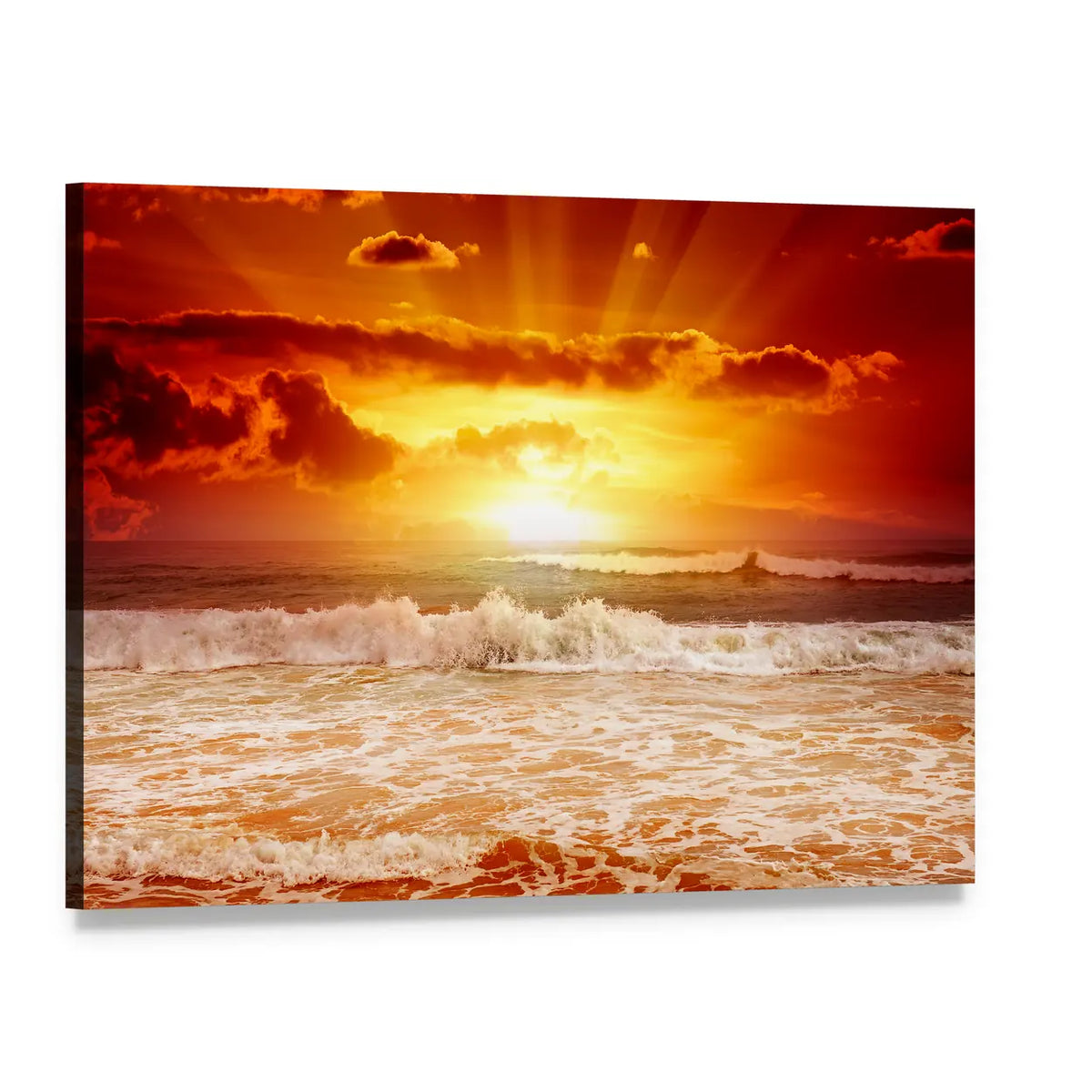Sunset Above the Sea Canvas Wall Art, single panel gallery wrapped canvas, angled product view