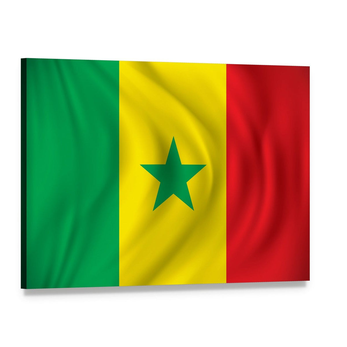 Senegal Flag with Central Green Star Canvas Wall Art, single panel gallery wrapped canvas, angled product view